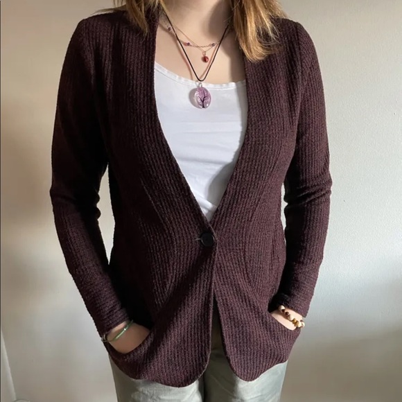 Burgundy Cardigan by Ou Empereur ou Rien, Size L - Picture 6 of 14
